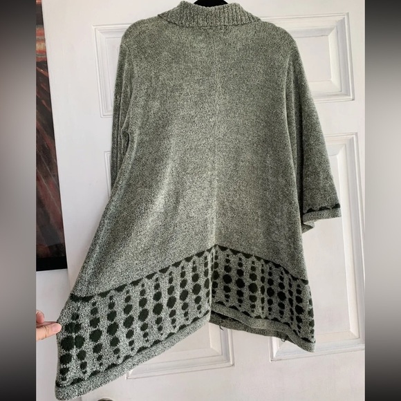 Gizel Womens Fuzzy Sweater One Size Green Dots Cozy 3/4 Sleeve - Picture 5 of 7